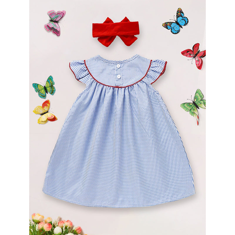 Baby Girl 4th of July Dress – Gingham American Flag Independence Day Outfit