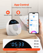 Baby Sleep Sound Machine – 18 Sounds, Night Light & Dual Alarm