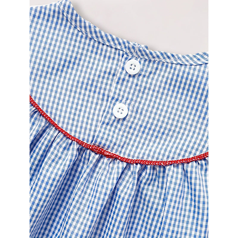 Baby Girl 4th of July Dress – Gingham American Flag Independence Day Outfit