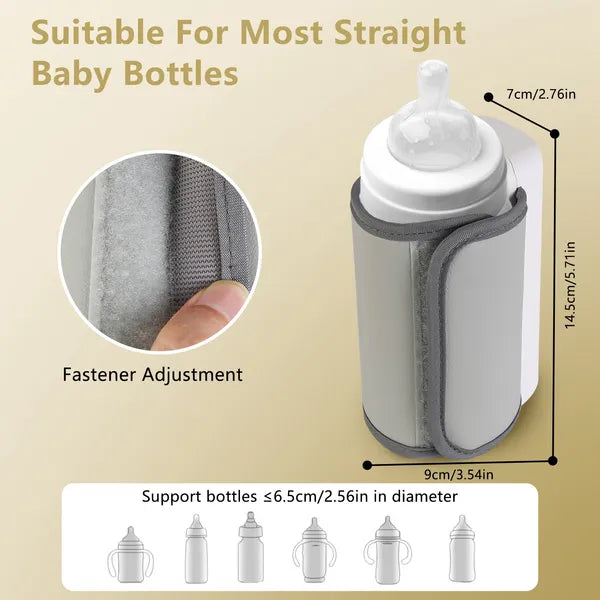 Portable Baby Bottle Warmer – USB Rechargeable, 6 Heat Levels, Keeps Milk Warm 5hrs