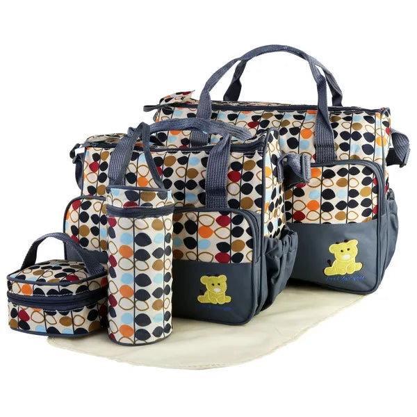 Baby Diaper Bag Set – 5-Piece Tote with Changing Pad & Insulated Pockets