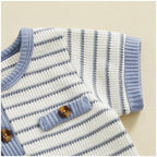 Baby Boy Summer Outfit – Soft Waffle Romper & Shorts Set